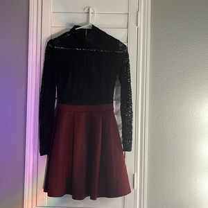 Black and maroon dress